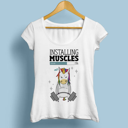 Bodybuilding Gym Unicorn Printed Women's T-Shirt - Wnkrs