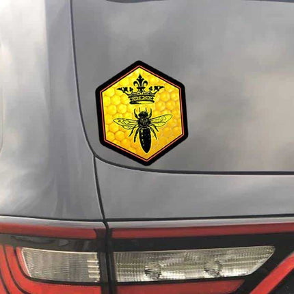 Bee with a Crown Waterproof Hex Sticker - wnkrs
