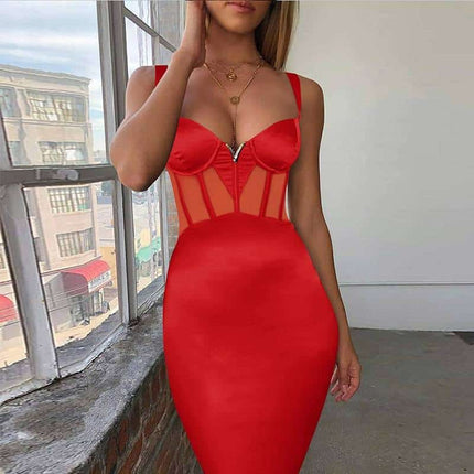 Sexy Women's Bodycon Dress with Mesh Detail - wnkrs