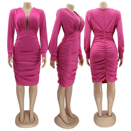 Women's V-Neck Party Dress - Wnkrs