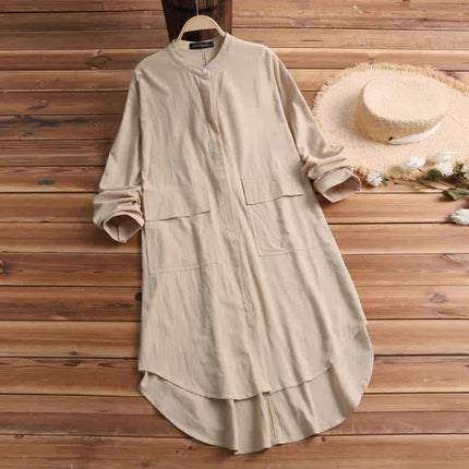 Linen Shirt Style Dress for Women - Wnkrs