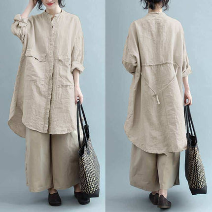 Linen Shirt Style Dress for Women - Wnkrs