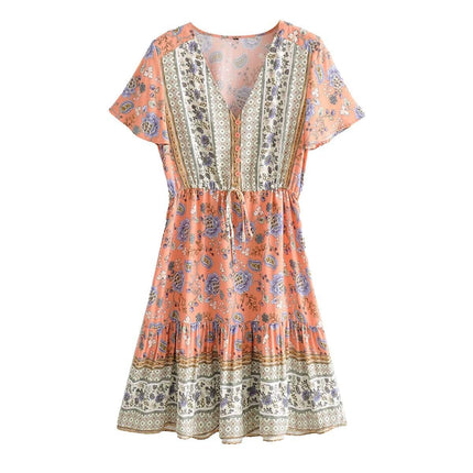 Lover V-Neck Women's Mini Dress with Short Sleeves - Wnkrs