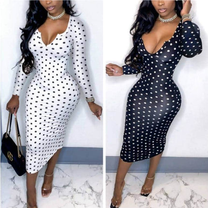 Women's Deep V Low Cut Bodycon Midi Dress - Wnkrs
