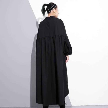 Women's Long Sleeved Black Dress with Metal Rings - Wnkrs