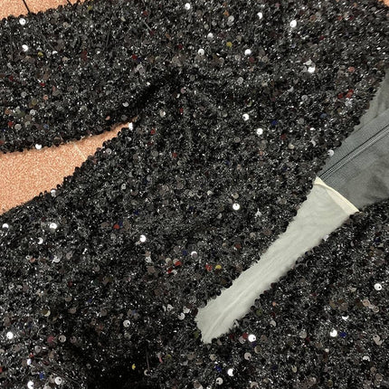 Women's Long Sleeved V-Neck Sequin Party Dress - Wnkrs
