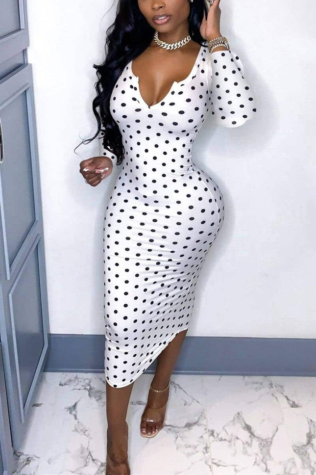 Women's Deep V Low Cut Bodycon Midi Dress - Wnkrs