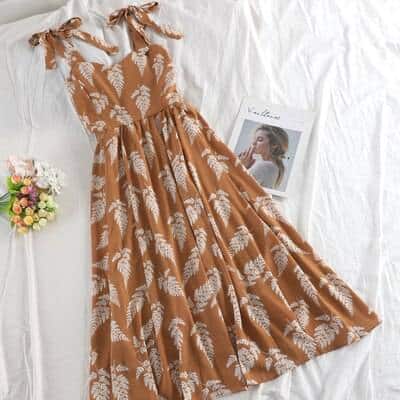 Women's Korean Style Chiffon Ruched Floral Dress - Wnkrs