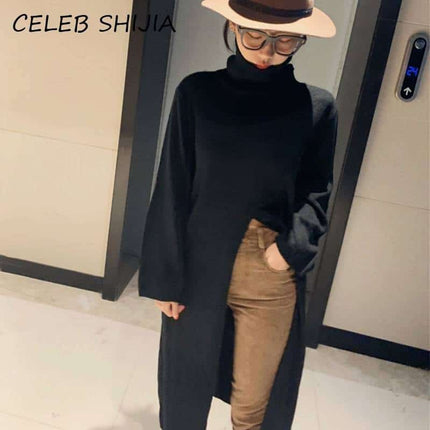 Women's Turtleneck Woolen Dress - Wnkrs